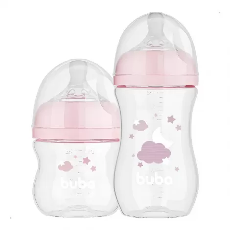 Buba Kit 2 Mamadeira Easy Flow Nuvem Rosa 120Ml e 270Ml