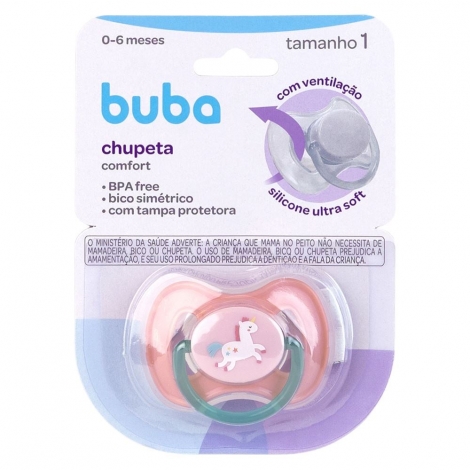Chupeta Buba Comfort Tam 1 0a6 meses Magic Unicornio rosa