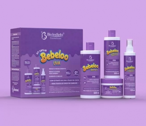 Kit Capilar Bebeloo Uva Shampoo, Condicionador, Máscara Capilar e Spray Desembaraçante